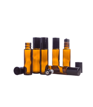 Bursztynowe buteleczki z kulką o pojemności 10 ml – 6 sztuk